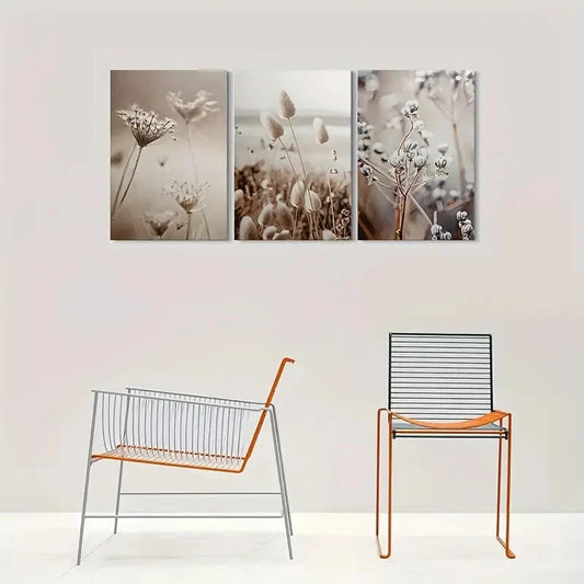 3pcs Floral Nature Scenery Blue Metal Print Ready to Hang Art