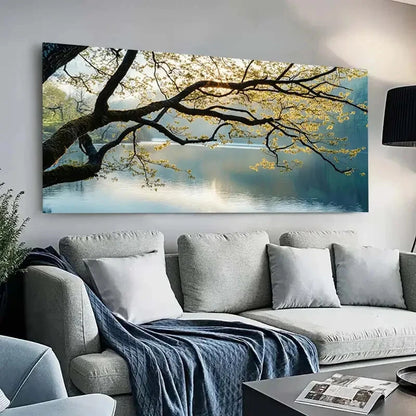Scenery Canal Mountain Sky wall canvas office home room framed 120x60cm