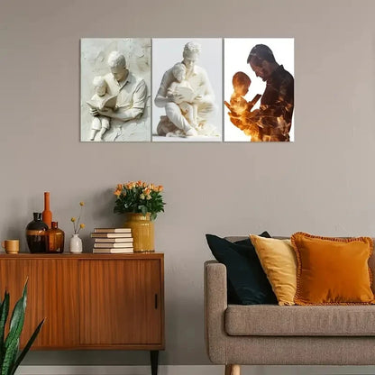 3pcs Vintage-Inspired Father and Son Bond Metal Print Ready to Hang Art