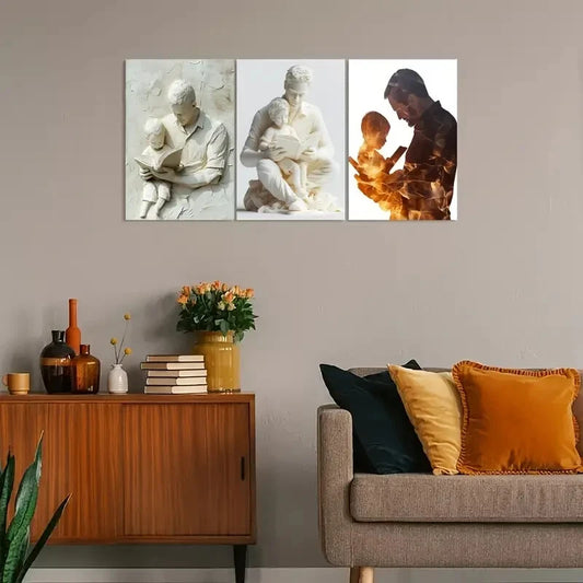 3pcs Vintage-Inspired Father and Son Bond Metal Print Ready to Hang Art