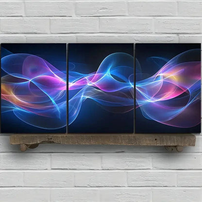 3pcs Beautiful Lines Purple Themed Metal Print Ready to Hang Art