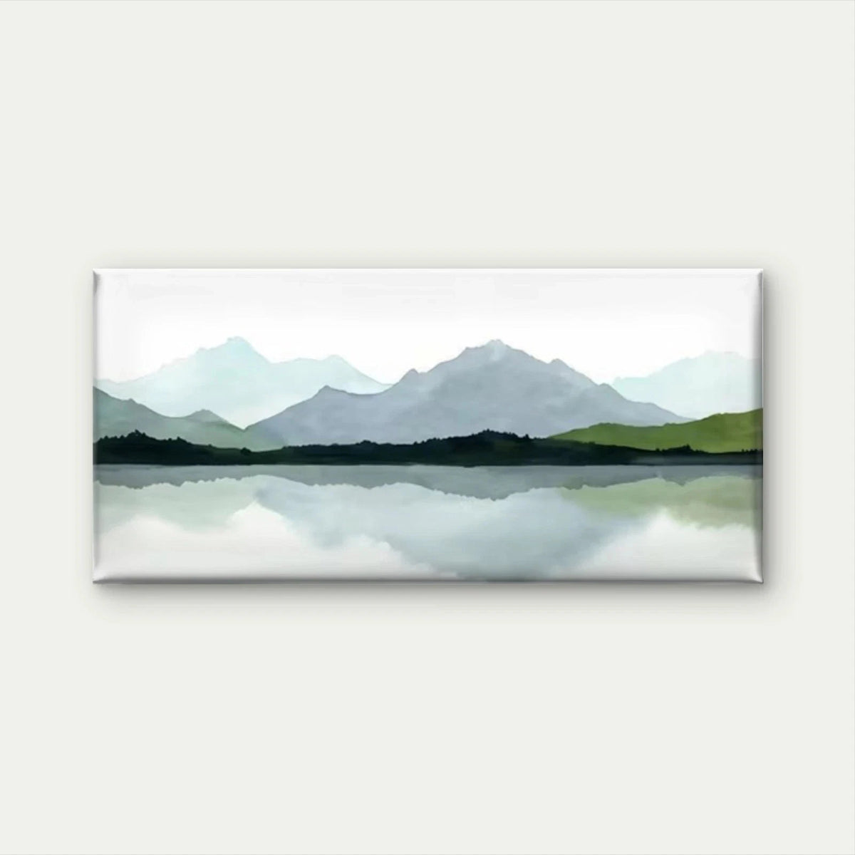 Mountain Lake Reflection Wall Art Canvas Office Home Room Framed 120x60cm