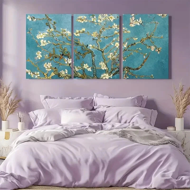 3pcs Vincent Van Gogh Almond Blossoms Floral Plant Metal Print Ready to Hang Art
