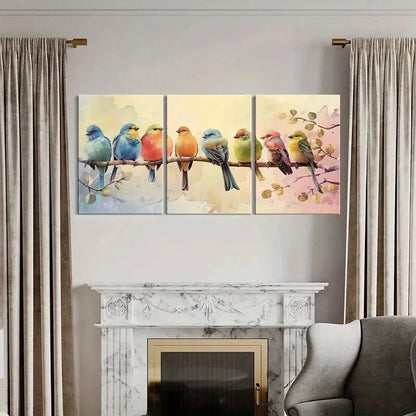 3pcs Vibrant Bird Colorful Abstract Avian Metal Print Ready to Hang Art