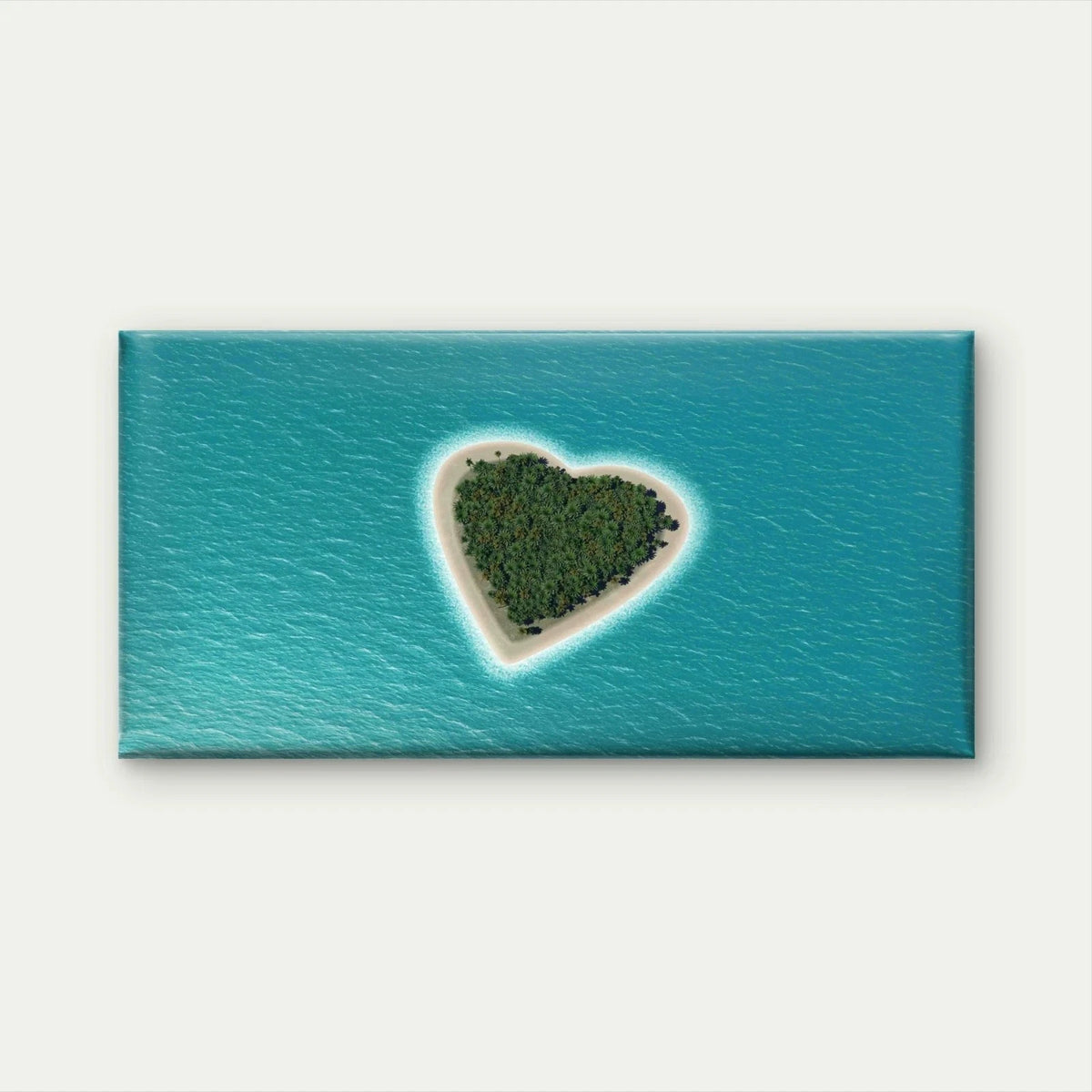 Paradise Island Form Heart Wall Art Canvas Office Home Room Framed 120x60cm