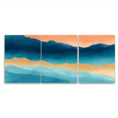 3pcs Watercolor Sunset Metal Print Ready to Hang Art