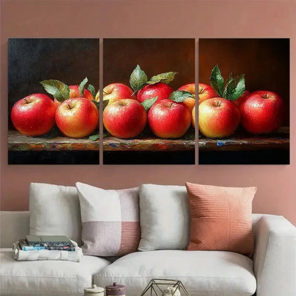 3pcs Apple Fruit Still Life Kitchen Metal Print Ready to Hang Art
