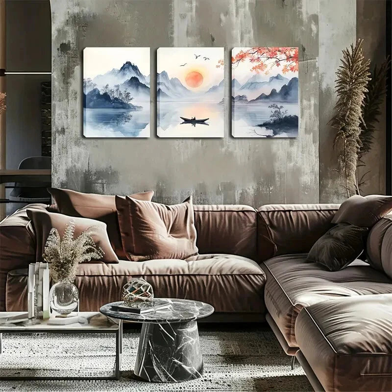 3pcs Scenic Landscape In Sunset Perfect Wall Art Set Canvas Framed 40x60cm - High Quality Print 100% Australian Made Wall Canvas Ready to Hang