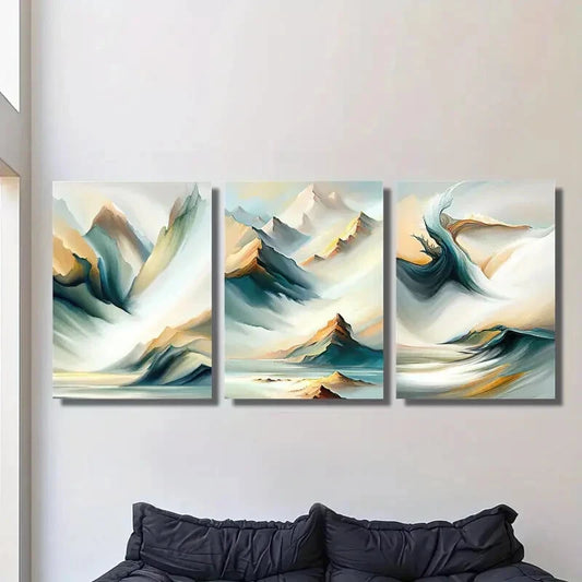 3pcs ,Abstract mountain texture decorative Metal Print Ready to Hang Art