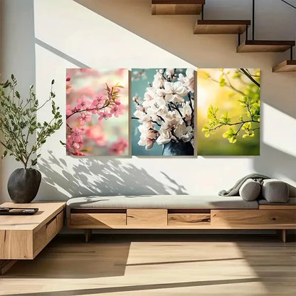 3pcs Vibrant Spring Blossom Botanical Metal Print Ready to Hang Art