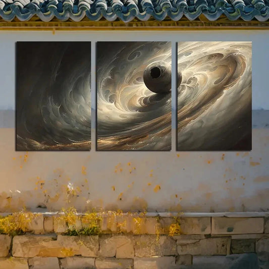 3pcs Mysterious Planet Yin Yang Design Metal Print Ready to Hang Art