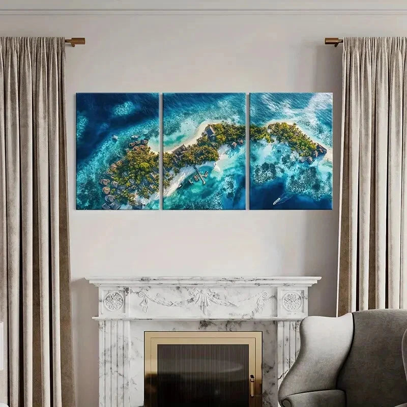 3pcs Tropical Greenery Beach Coastal Scenery Metal Print Ready to Hang Art