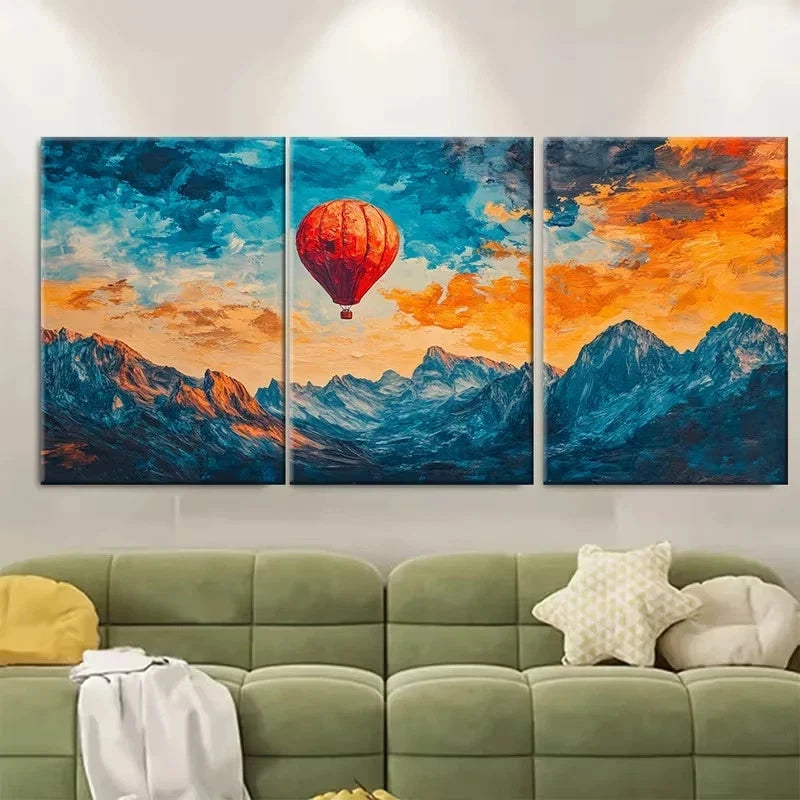 3pcs Denver Colorado Hot Air Balloons Wall Art Set Canvas Framed 50x70cm – High Quality Print 100% Australian Made Wall Canvas Ready to Hang
