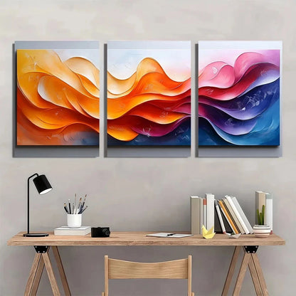 3pcs Abstract Ribbons Modern Classics Metal Print Ready to Hang Art