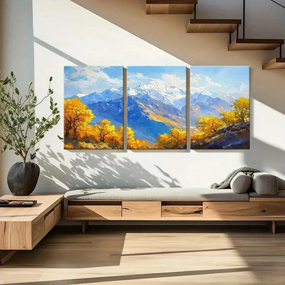 3pcs Mountain Landscape Autumn Trees Poster Metal Print Ready to Hang Art