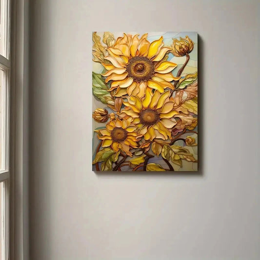 Beautiful Carnation Colorful Painting Sun Flower 40x60cm Metal Print Ready to Hang