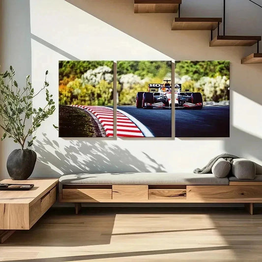 3pcs Formula One Racing Car Decoration Wall Art Set Canvas Framed 40x60cm - High Quality Print 100% Australian Made Wall Canvas Ready to Hang