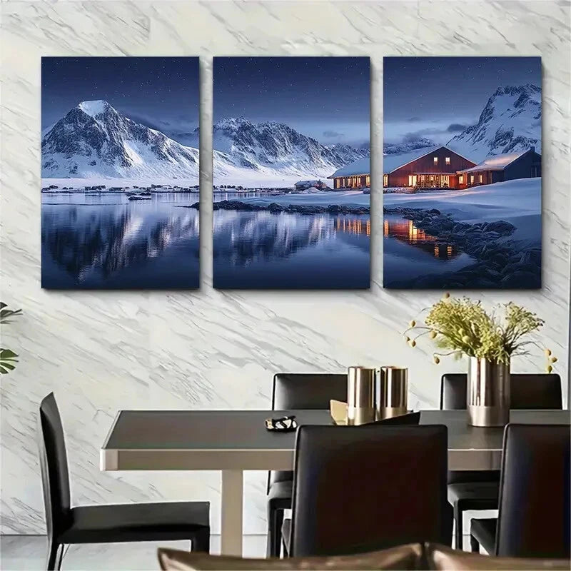 3pcs Northern Lights & Arctic Circle Scenery Metal Print Ready to Hang Art