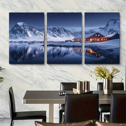 3pcs Northern Lights & Arctic Circle Scenery Metal Print Ready to Hang Art