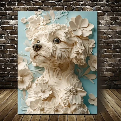 Beautiful Pomapoo Dog Featuring Painting 40x60cm Metal Print Ready to Hang