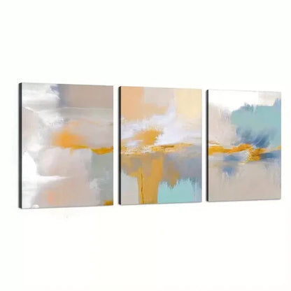 3pcs Modern Minimalist Art Of Smudges Of Color Canvas Framed 60x90cm - High Quality Print 100% Australian Made Wall Canvas Ready to Hang
