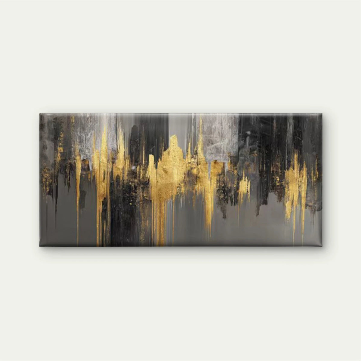 Leaf Pattern with Golden Streak Wall Art Canvas Office Home Room Framed 120x60cm