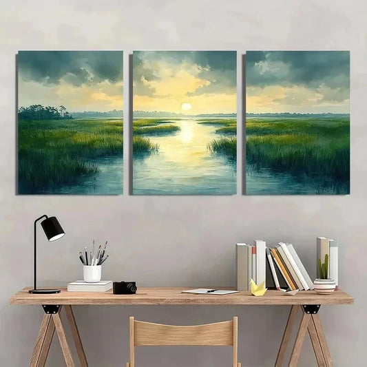 3pcs Charleston Watercolor Lowcountry Perfect Wall Art Set Canvas Framed 40x60cm - High Quality Print 100% Australian Made Wall Canvas Ready to Hang