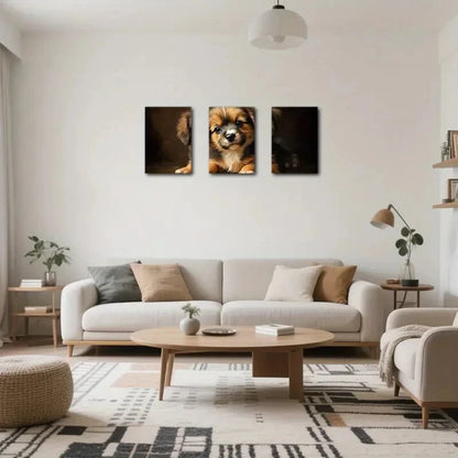 3pcs Adorable Puppy Abstract Art Metal Print Ready to Hang Art
