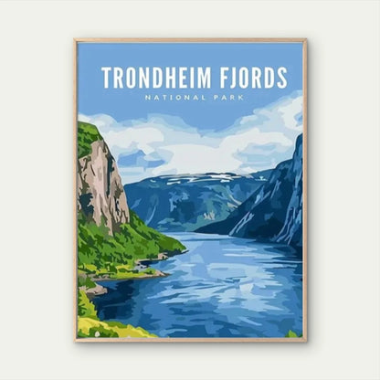 Norway Trondheim Fjords National Park Travel Poster Print Wall Art