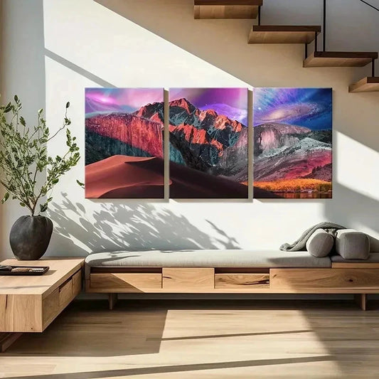 3pcs Mountains Alien Planet Solar System Wall Art Set Canvas Framed 40x60cm - High Quality Print 100% Australian Made Wall Canvas Ready to Hang