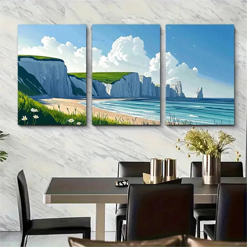 3pcs Seven Sisters English Coastal Metal Print Ready to Hang Art