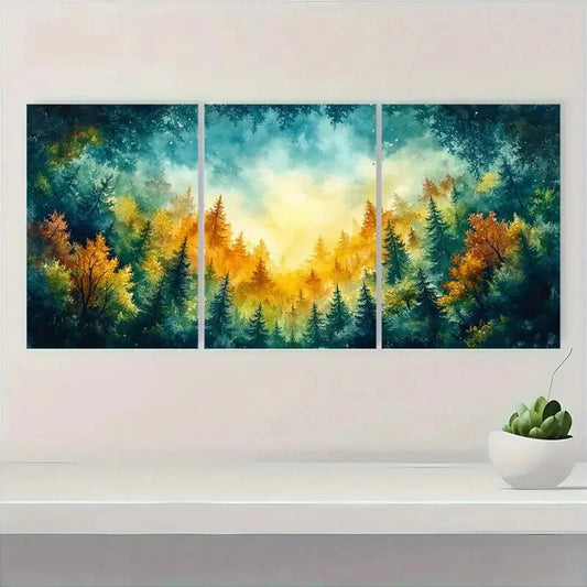 3pcs Nature-Inspired Abstract Watercolor Metal Print Ready to Hang Art