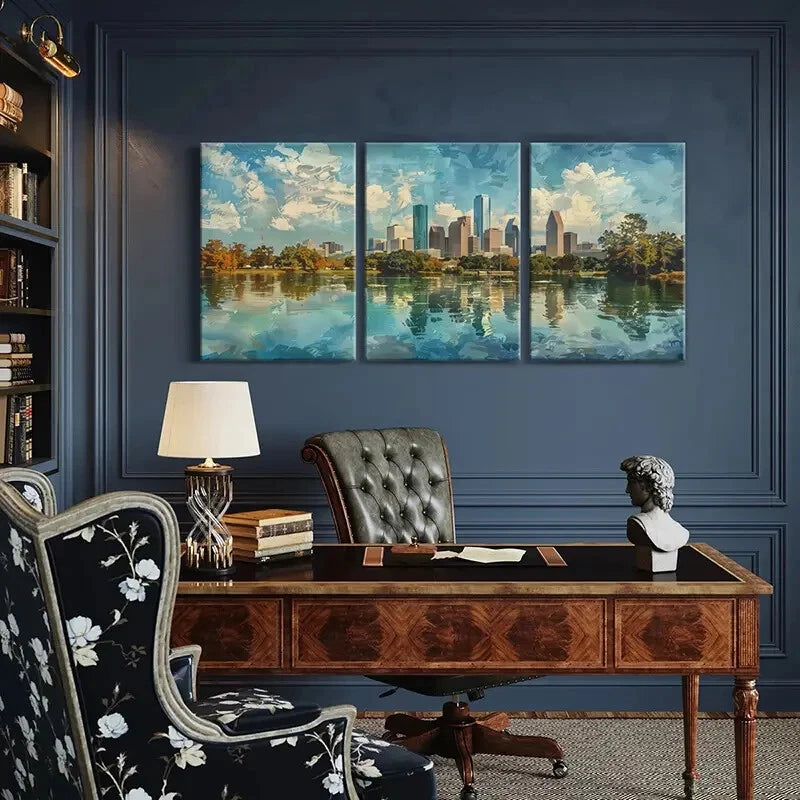 3pcs Abstract Cityscape Architecture Reflection Print Ready to Hang Art