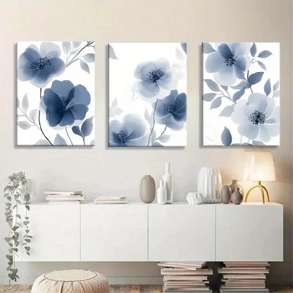 3pcs Elegant Floral Transparent Petal Blossom Metal Print Ready to Hang Art