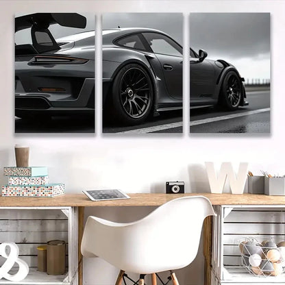 3pcs Black & White Sports Car Photography, I Wall Art Set Canvas Framed 40x60cm - High Quality Print 100% Australian Made Wall Canvas Ready to Hang