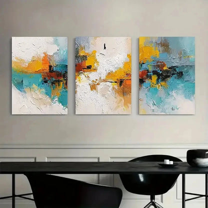 3pcs Abstract Oil Painting Modern Art Metal Print Ready to Hang Art