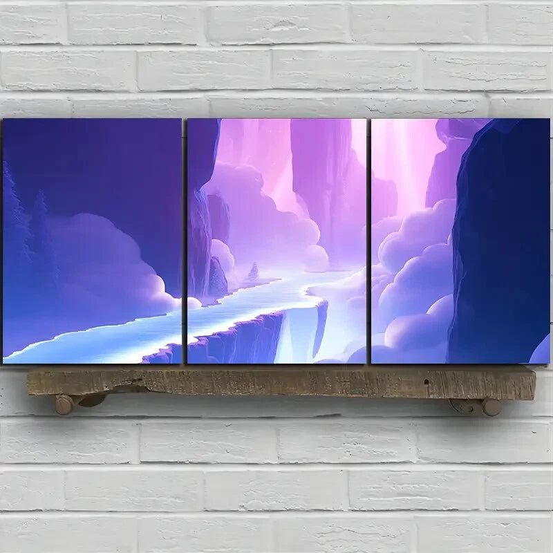 3pcs Beautiful Lines Painting Fantasy Metal Print Ready to Hang Art