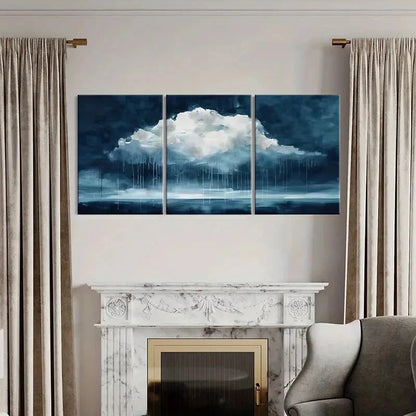 3pcs Abstract Cloudscape Art Rainy Sky Painting Metal Print Ready to Hang Art