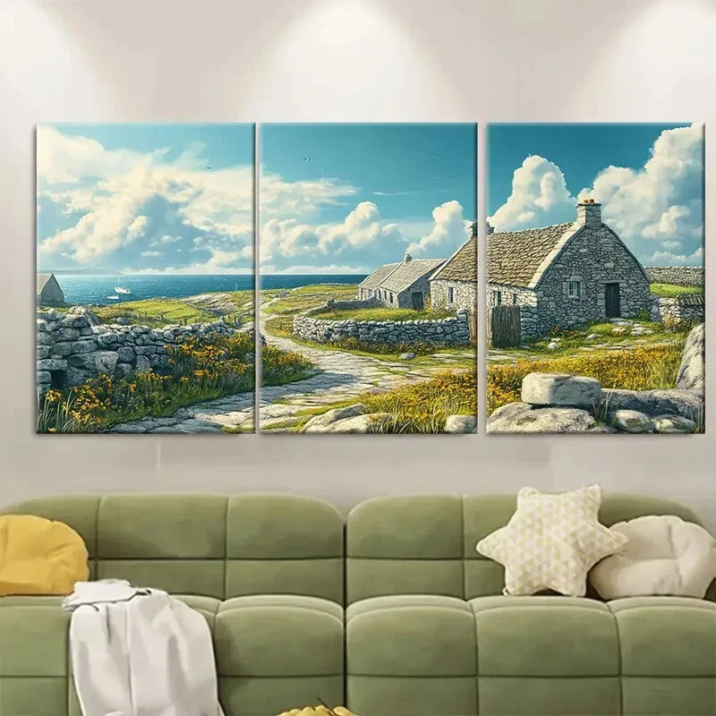 3pcs Aran Islands Travel Poster Ireland Landscape Metal Print Ready to Hang Art