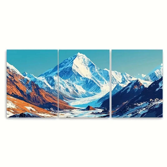 3pcs Sagarmatha National Park Wall Art Set Canvas Framed 50x70cm - High Quality Print 100% Australian Made Wall Canvas Ready to Hang