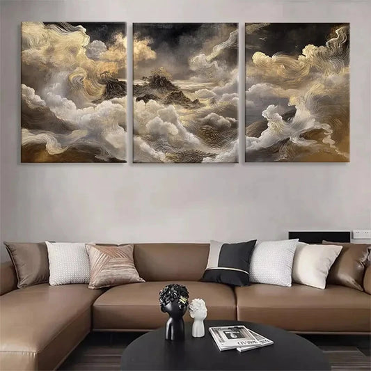 3pcs Celestial Clouds and Majestic Mount Perfect Wall Art Set Canvas Framed 40x60cm - High Quality Print 100% Australian Made Wall Canvas Ready to Hang