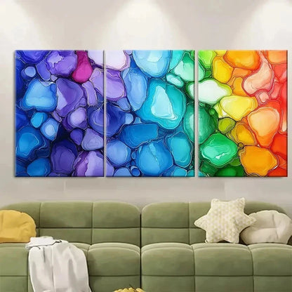 3pcs Rainbow Alcohol Ink Abstract D Wall Art Set Canvas Framed 50x70cm - High Quality Print 100% Australian Made Wall Canvas Ready to Hang