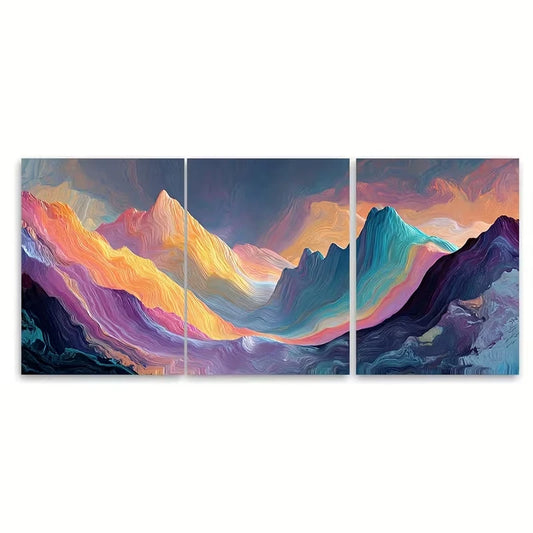 3pcs Abstract Mountain Landscape Metal Print Ready to Hang Art