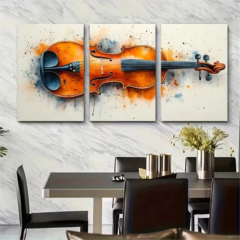 3pcs Abstract Violin Watercolour Metal Print Ready to Hang Art