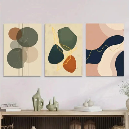3pcs Modern Minimalist Abstract Metal Print Ready to Hang Art
