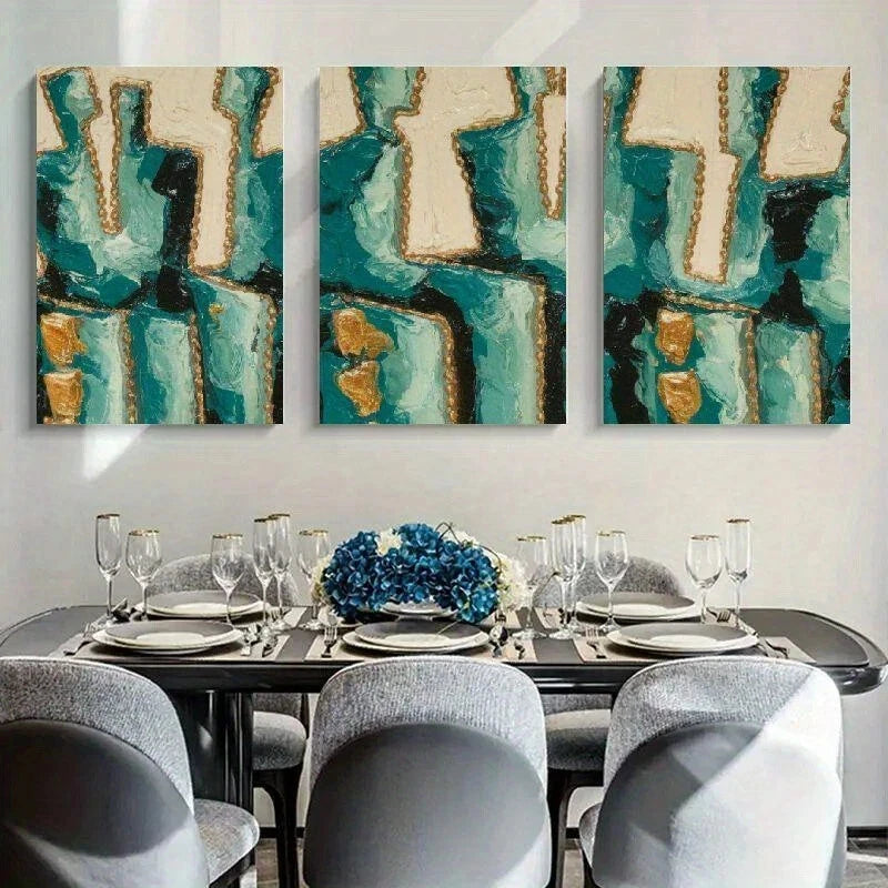 3pcs Textured Abstract Painting Metal Print Ready to Hang Art