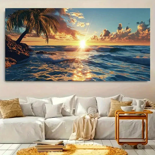 Sunshine Sea View  wall canvas office home room framed 120x60cm