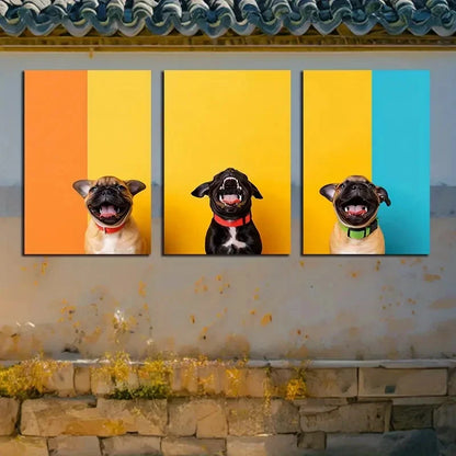 3pcs Vibrant Modern Pet Portrait  Metal Print Ready to Hang Art