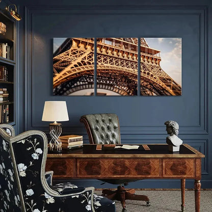 3pcs Eiffel Tower Architectural Marvel Parisian Metal Print Ready to Hang Art