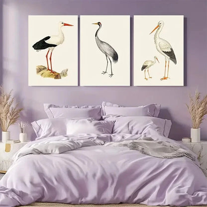 3pcs Vintage Stork Nautical Art Beach House Metal Print Ready to Hang Art